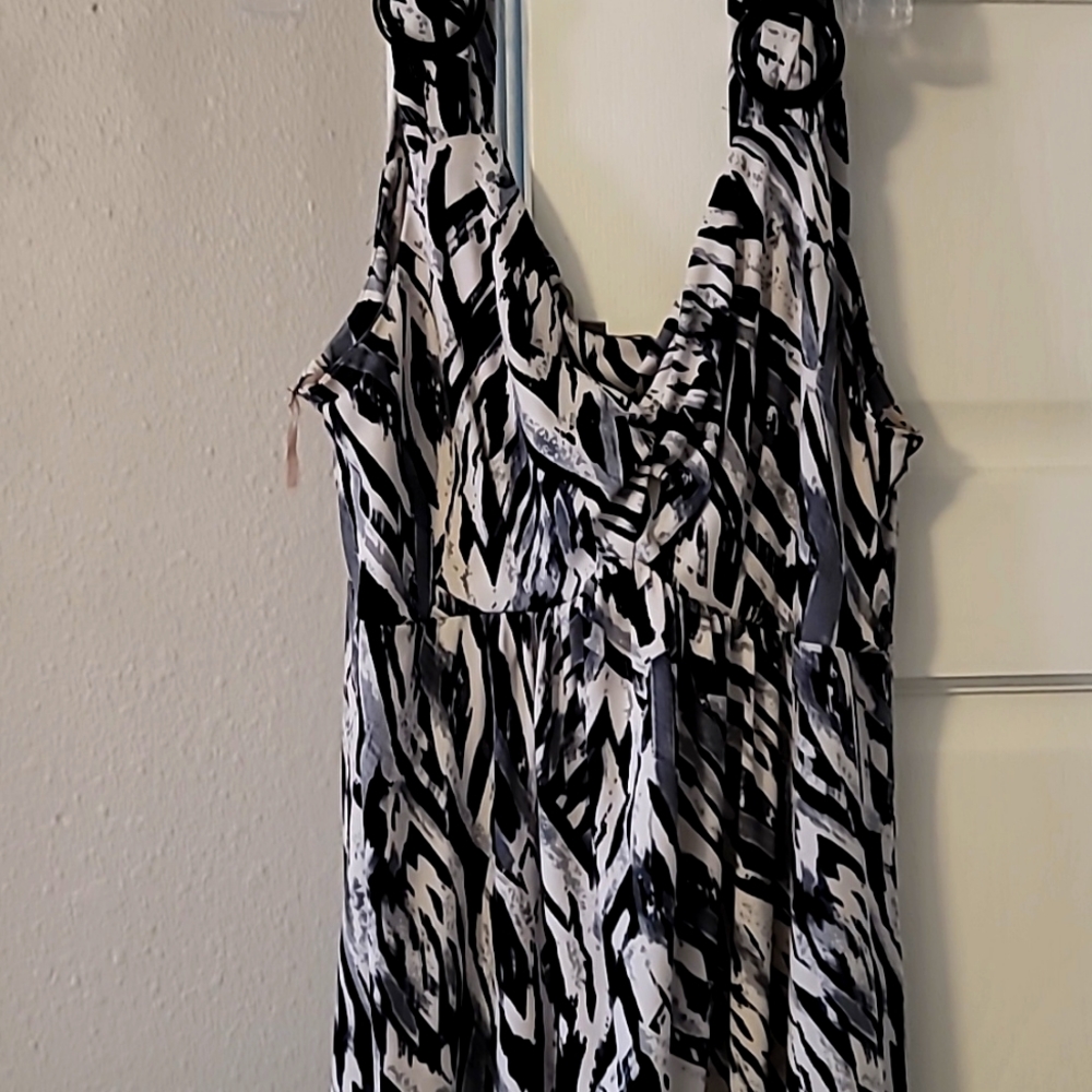 Long, white,blue and black dress